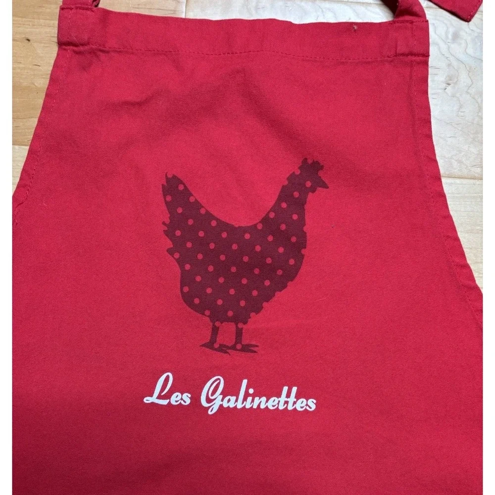 Red Chicken Apron Les Galinettes Cotton Country French Cottage Core